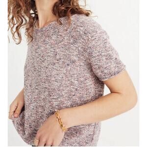Madewell Women's Size M Pocket Tee Sweater Knit Cropped Short Sleeve Pink